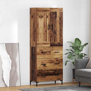 vidaXL Highboard 2 st Oud Hout 69,5 x 34 x 180 cm Bewerkt, Verzenden