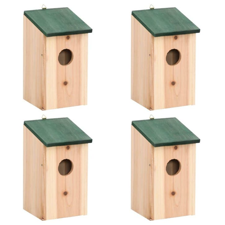vidaXL Vogelhuisjes 4 st 12x12x22 cm hout, Tuin en Terras, Vogelhuisjes en Vogelbaden, Nieuw, Verzenden