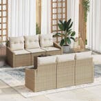 vidaXL Bankstel met kussen met opslag 7 pcs Beige en Crème, Verzenden, Nieuw
