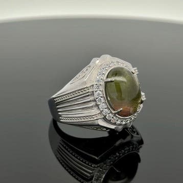 Zonder minimumprijs - Ring Zilver - Natuurlijke toermalijn, Nieuw