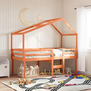 vidaXL Hoogslaper met dak massief grenenhout wasbruin 90x190, Verzenden, Nieuw