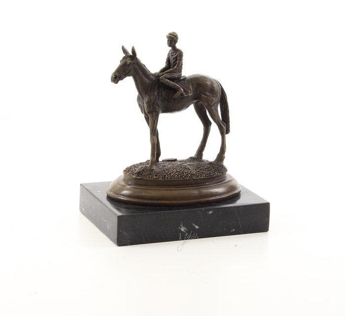 Figuur - Majestätischer Reiter auf Pferd – Bronze Skulptur -, Antiek en Kunst, Curiosa en Brocante