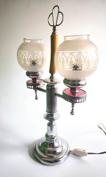 Tafellamp - Metaal, Kristal - Hollywood Regency-stijl