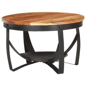 Salontafel Massief Hout | 57% korting | Retour deal, Huis en Inrichting, Tafels | Salontafels, 50 tot 100 cm, Verzenden, Rond
