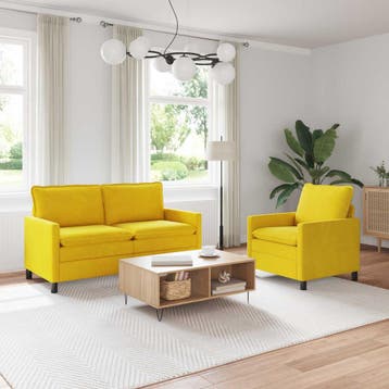vidaXL bank / zetelstel 2 st Geel Fluweel, Verzenden