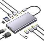 DrPhone MD1 12 in 1 Multipoort USB C HUB 4K - 3 Schermen -, Verzenden, Nieuw