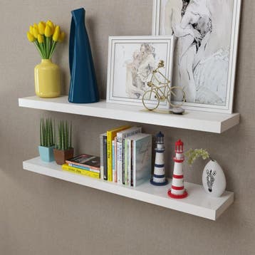 vidaXL Wandplanken MDF zwevend voor boeken/dvd wit 2 st, Verzenden