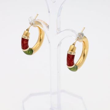 Boucles doreilles - 18 carats Or jaune - Émail, Bijoux, Sacs & Beauté, Boucles d'oreilles