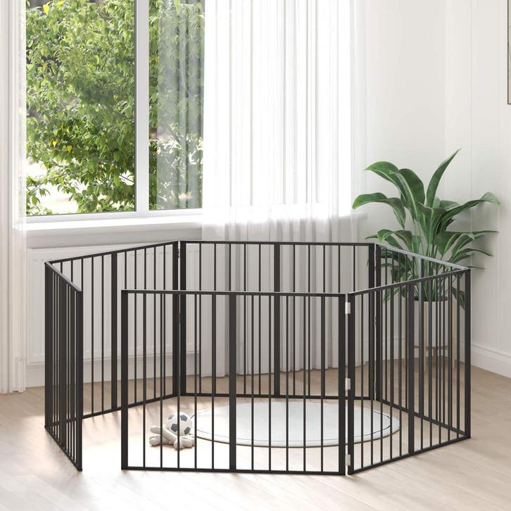 vidaXL Hondendeur 6 pcs Zwart 100 x 80 cm Gegevens staal, Animaux & Accessoires, Caisses pour chiens, Envoi