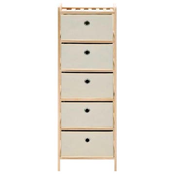 vidaXL Opbergmeubel met 5 stoffen manden cederhout beige, Verzenden