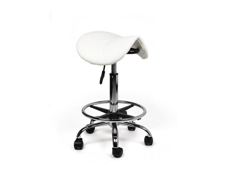 Zadelkruk Wit - Standaard Zithoogte met Voetsteun, Huis en Inrichting, Krukjes, Nieuw, In hoogte verstelbaar