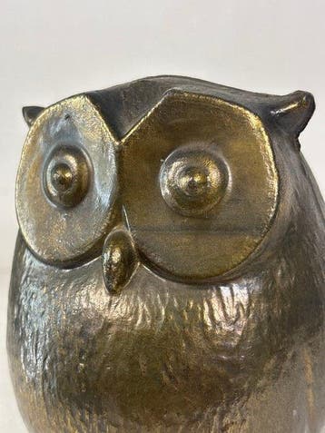 Statue, Art deco stijl - uil - 11.5 cm - Laiton