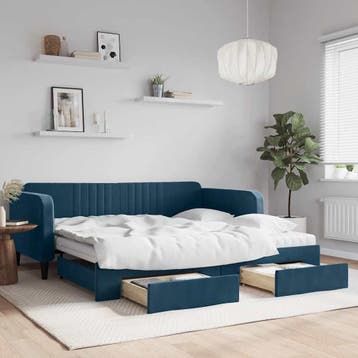 vidaXL Slaapbank met onderschuifbed en lades 100x200 cm, Verzenden, Nieuw