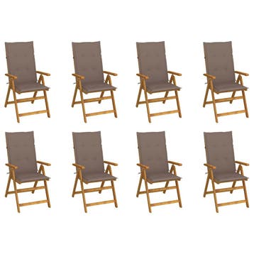 vidaXL Inklapbare stoelen 8 st met kussens massief, Verzenden