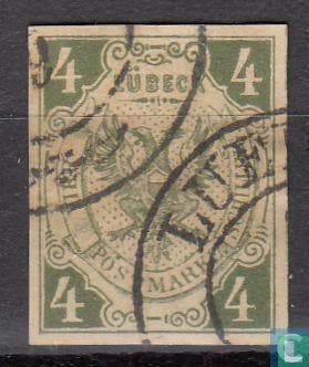 Lübeck - Wapen - 1859, Postzegels en Munten, Postzegels | Europa | Overig, Gestempeld, Verzenden
