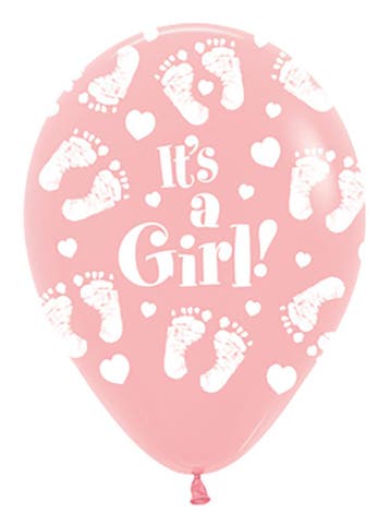 Ballonnen Its a Girl Footprint Pink 30cm 25st, Verzenden, Nieuw