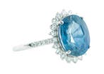 Bague - 14 carats Or blanc, Bleu (Sans chaleur, Birmanie) -, Nieuw