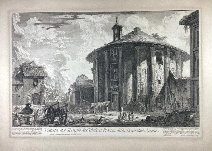Giovanni Battista Piranesi (1720-1778) - Veduta del Tempio, Antiquités & Art, Antiquités | Autres Antiquités