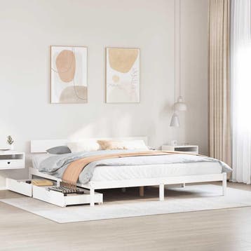 vidaXL Bedframe zonder matras massief grenenhout wit 180x200, Verzenden