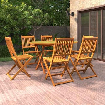 vidaXL 7-delige Tuinset massief acaciahout, Verzenden, Nieuw, Tuinset
