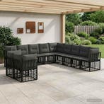 vidaXL Buiten bank set Zwart Polyester, Tuin en Terras, Verzenden, Nieuw