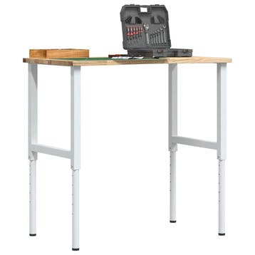 vidaXL Werkbank 100x60x(71,5-98) cm massief eikenhout, Doe-het-zelf en Bouw, Verzenden, Nieuw