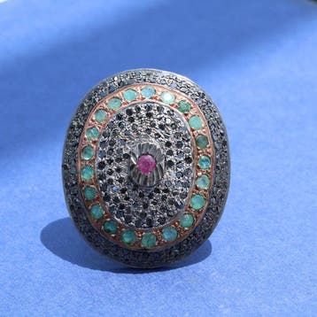 Zonder minimumprijs - Ring Ovaal Vintage Diamantenring, Handtassen en Accessoires, Nieuw
