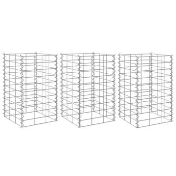 vidaXL Gabion plantenbakken 3 st verhoogd 30x30x50 cm ijzer, Verzenden, Nieuw