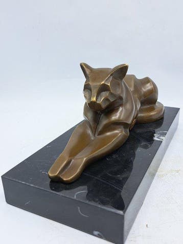 Figure - Art Deco Panter - Bronze, Marbre