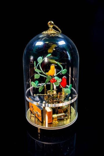 Muziekdoos vogel automaat automaton MMM GmbH bird cage -, Antiek en Kunst