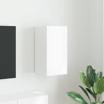 vidaXL TV Wandkast 30 x 31 x 60 cm Glanzend Wit Bewerkt hout, Huis en Inrichting, Kasten |Televisiemeubels, Verzenden, Nieuw