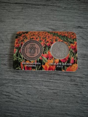 Nederland. 1 Gulden 1972 in coincard Numismatische kring, Postzegels en Munten