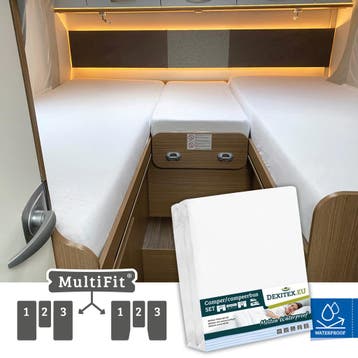Waterdichte molton hoeslakenset - 3 delig met midden matras, Huis en Inrichting, Nieuw, Eenpersoons, Wit
