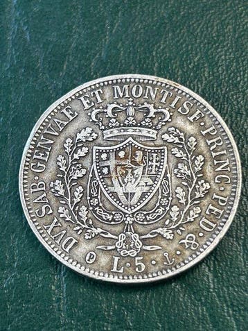 Italië, Savoye Carlo Felice. 5 Lire 1827 Genova (Zonder