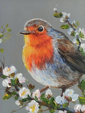 Tomasz Bednarski (1965) - A robin in spring, Antiek en Kunst
