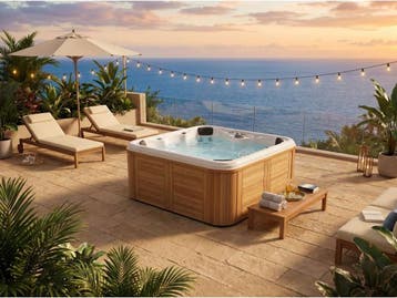 Veiling - 5 Persoons Outdoor Spa 208x208 cm - incl. 2 ligbed, Nieuw