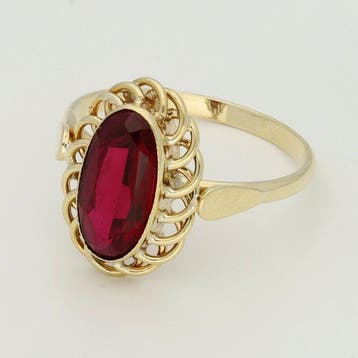 Sans prix de réserve - Bague - 14 carats Or jaune - rubis