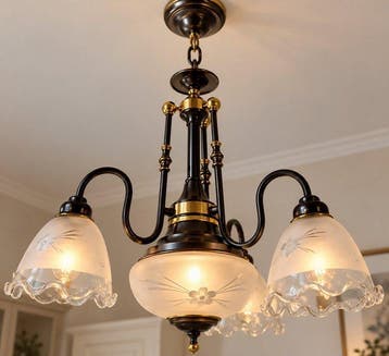 Kroonluchter - 3-lichts hanglamp / kroonluchter met geëtste
