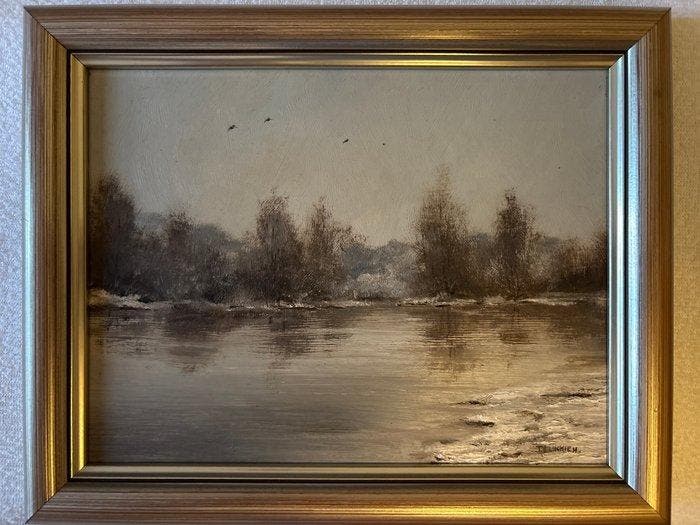 Tammo Lukkien(1939-2018) - Winterlandschap ven en bomen, Antiek en Kunst, Kunst | Schilderijen | Klassiek