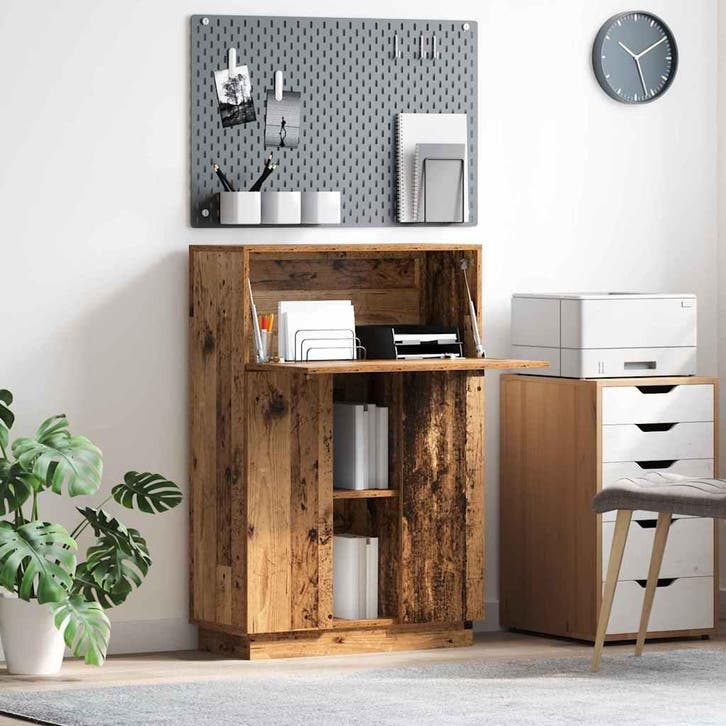vidaXL Bureau met plank Oud Hout 71.5 x 31.5 x 106.5 cm, Maison & Meubles, Bureaux, Envoi