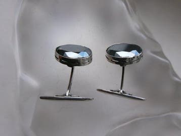 Zilver, hematiet - Manchetknopen - Art Deco