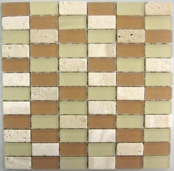 Wand Mozaïek Tegels Factory Glas/Marmer Beige Rechthoek -.., Doe-het-zelf en Bouw, Wandtegels, Nieuw, Ophalen of Verzenden, 20 tot 40 cm