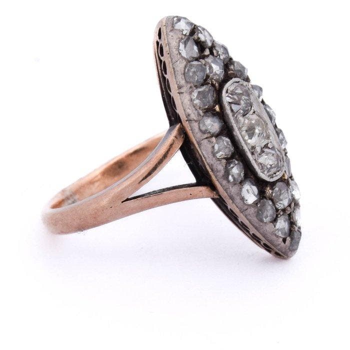 Bague - 12 carats Or jaune, Argent - 1.00ct. tw. Diamant, Bijoux, Sacs & Beauté, Bagues