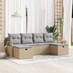 vidaXL Bankstel met kussen 6 pcs Beige en Lichtgrijs poly, Verzenden, Nieuw