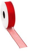 Lint Vivant Organza met draad 20 Rood 25 mm per rol