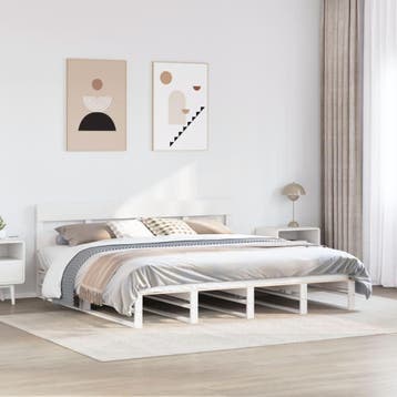 vidaXL Bedframe zonder matras massief grenenhout wit 180x200, Verzenden, Nieuw