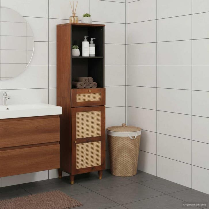 vidaXL Dressoir met lade Bruin 38 x 33,5 x 160 cm Massief, Huis en Inrichting, Tafels | Kaptafels, Nieuw, Verzenden