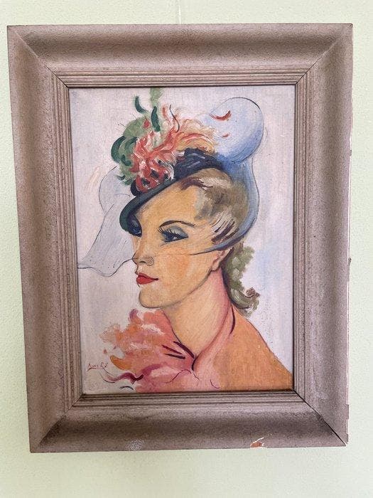 A. van Es (1934) - Vrouw met voile, Antiquités & Art, Art | Peinture | Classique