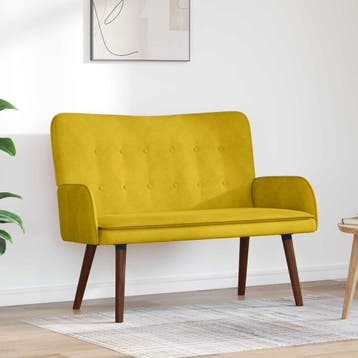 vidaXL 2-Zits Sofa Geel 115 x 61 x 87 cm fluweel, Huis en Inrichting, Verzenden, Nieuw