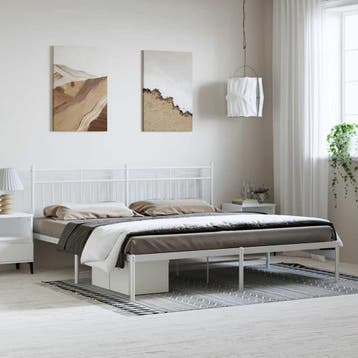 vidaXL Bedframe met hoofdbord metaal wit 183x213 cm, Verzenden